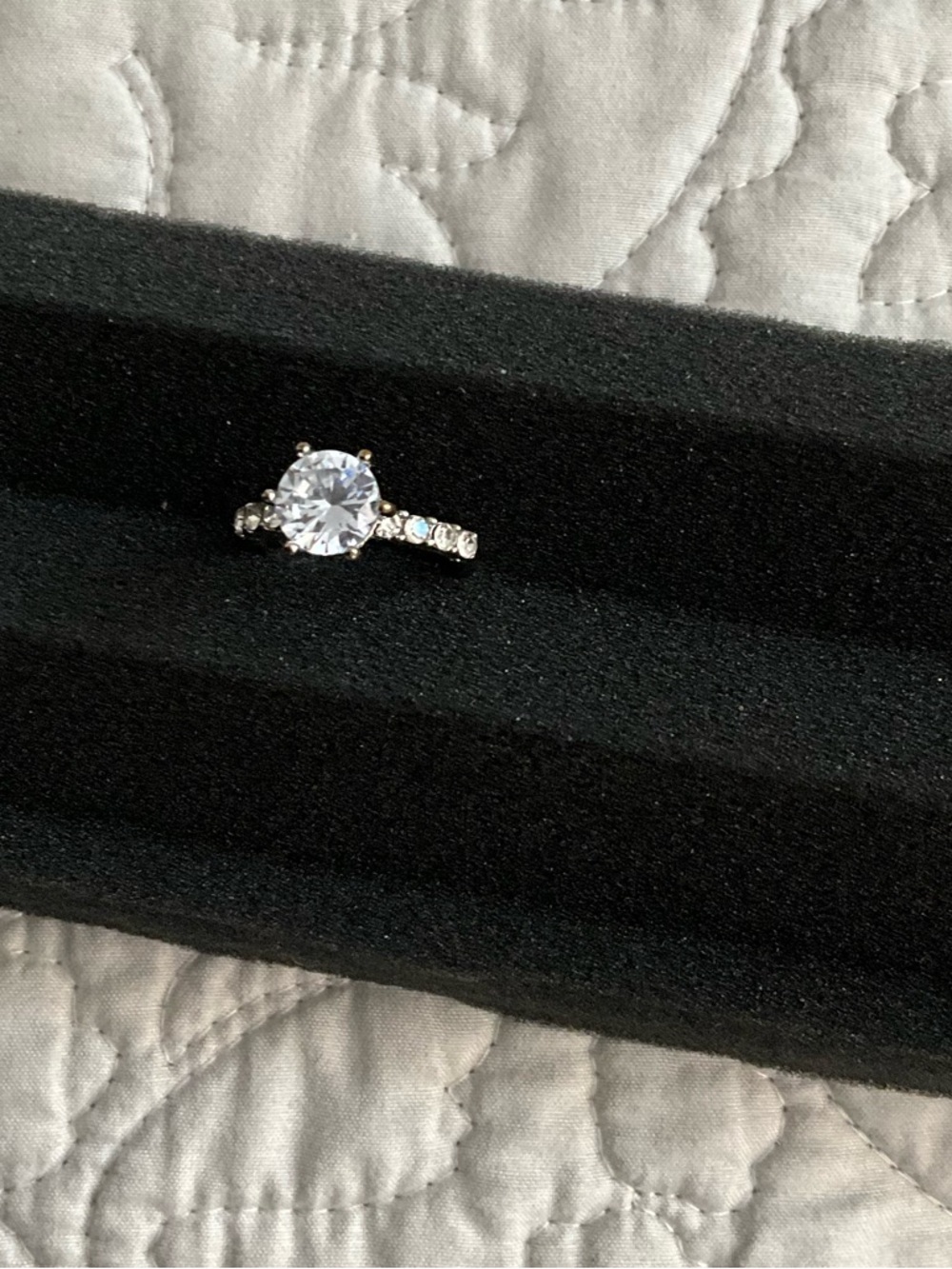 Sterling Silver Cubic Zirconia Solitaire Ring Size 9 - Picture 2 of 8